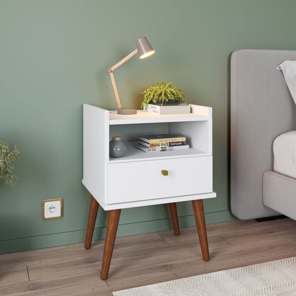 Mesa de Cabeceira 64cm 1 Gaveta Aroma Branco