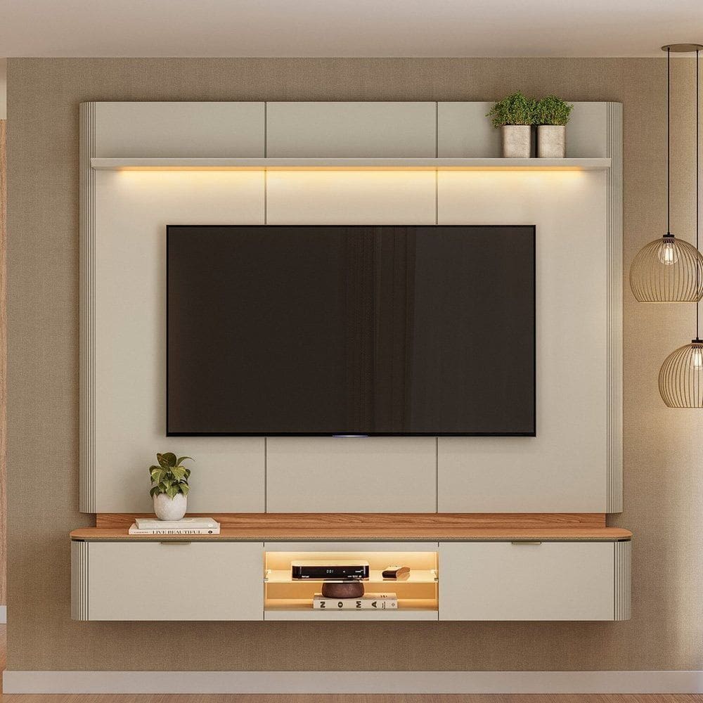 Painel Home Ferrara para Tv de até 70” Linea Brasil Canela/Off White