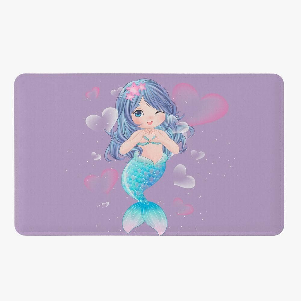 Tapete Para Quarto Infantil Estampado Sereia 60cm X 40cm - Base Antiderrapante