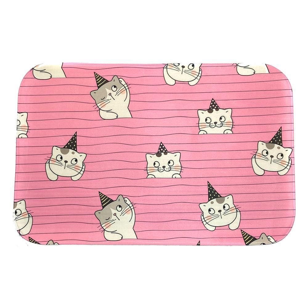 Tapete Para Quarto Estampado Gatinhos 60cm X 40cm - Base Antiderrapante