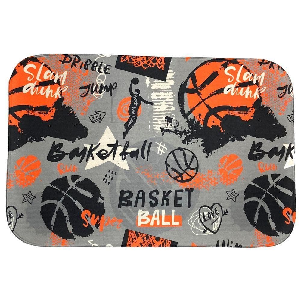 Tapete Para Quarto Estampado Basquete 60cm X 40cm - Base Antiderrapante