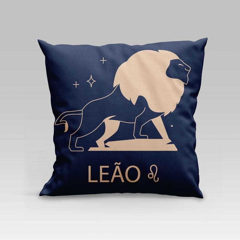 Capa De Almofada Estampada Signos Do Zodíaco Em Veludo Suede 45cm X 45cm - Decoração Astrologia Horóscopo Cor Leão