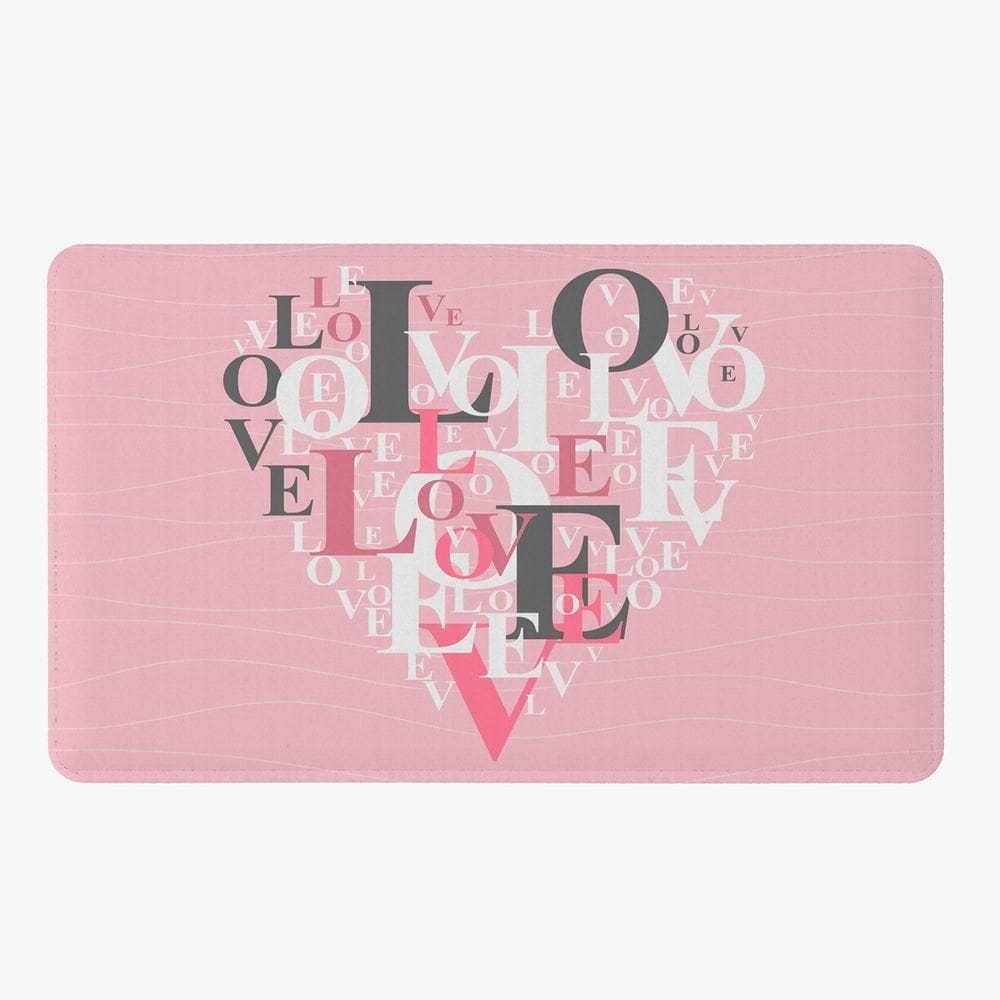 Tapete Para Quarto Estampado Love Rosê 60cm X 40cm - Base Antiderrapante Cor Love1