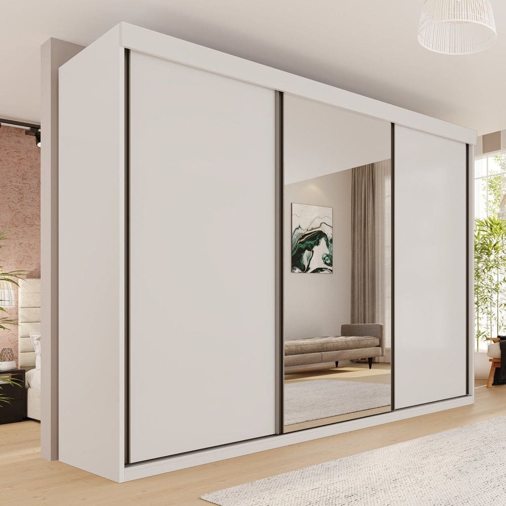 Guarda-roupa Casal 3 Portas 6 Gavetas 100% Mdf Londrina Branco