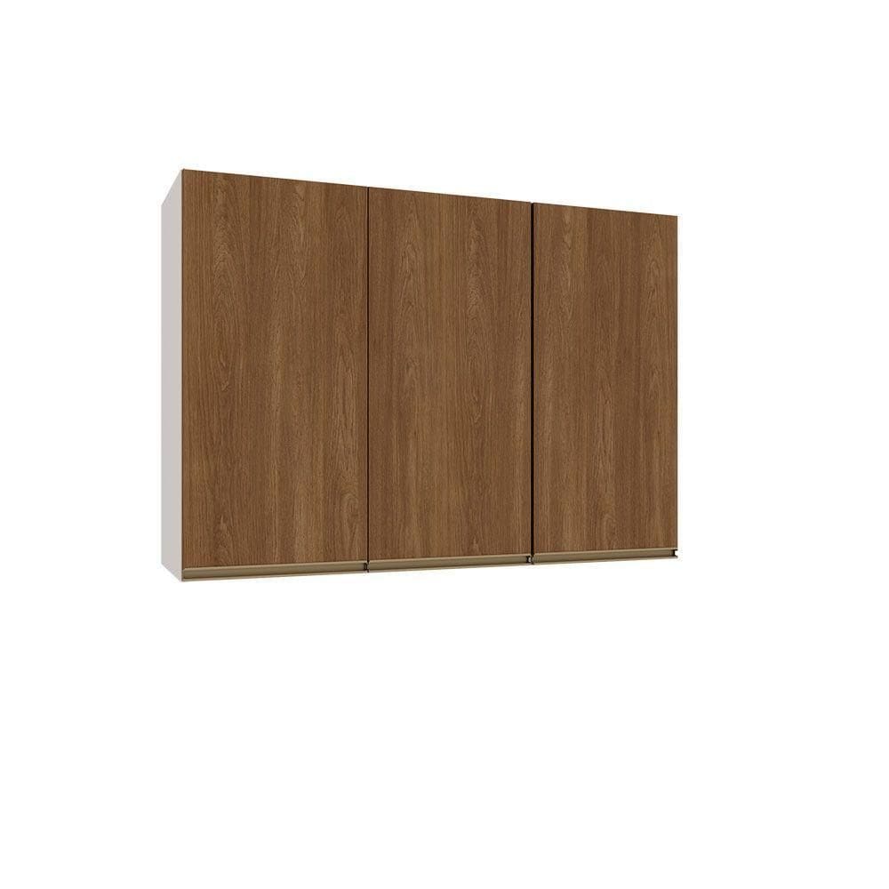 Armário Aéreo 120cm 3 Portas Luciane Móveis Branco/carvalho Jari