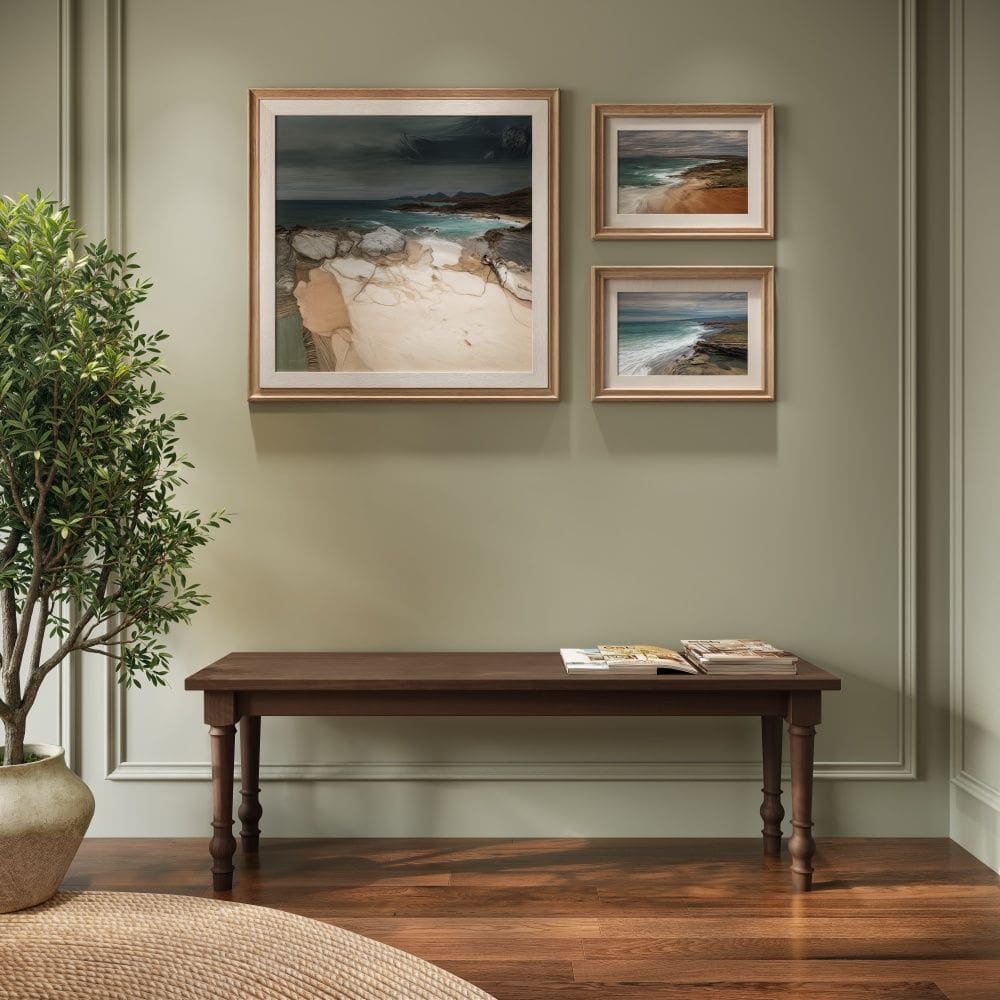 Banco Decorativo 8980WN Rubi Madeira Maciça Café Finestra