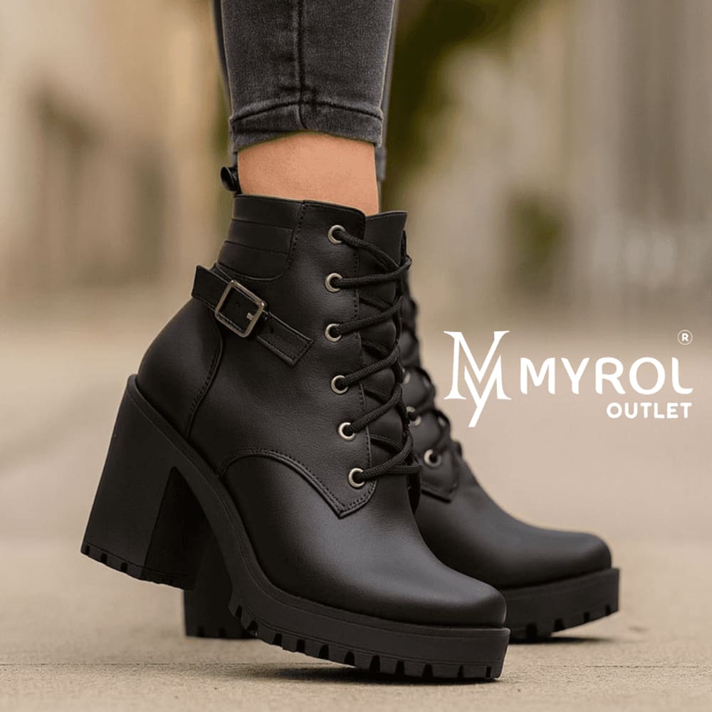 Bota Coturno Feminino Salto Alto Macia Confortavel Tratorada Com Fivela