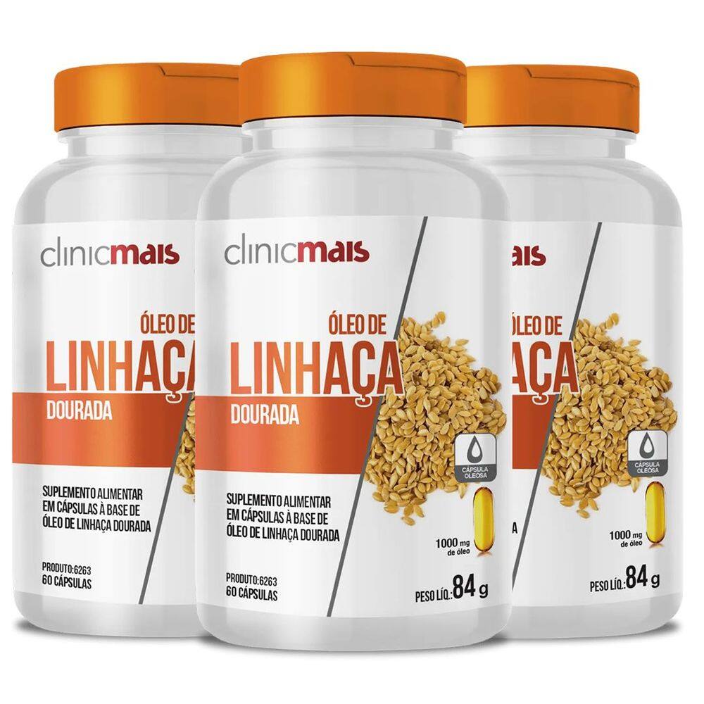 Óleo de Linhaça Dourada - 60 Cápsulas Kit com 3