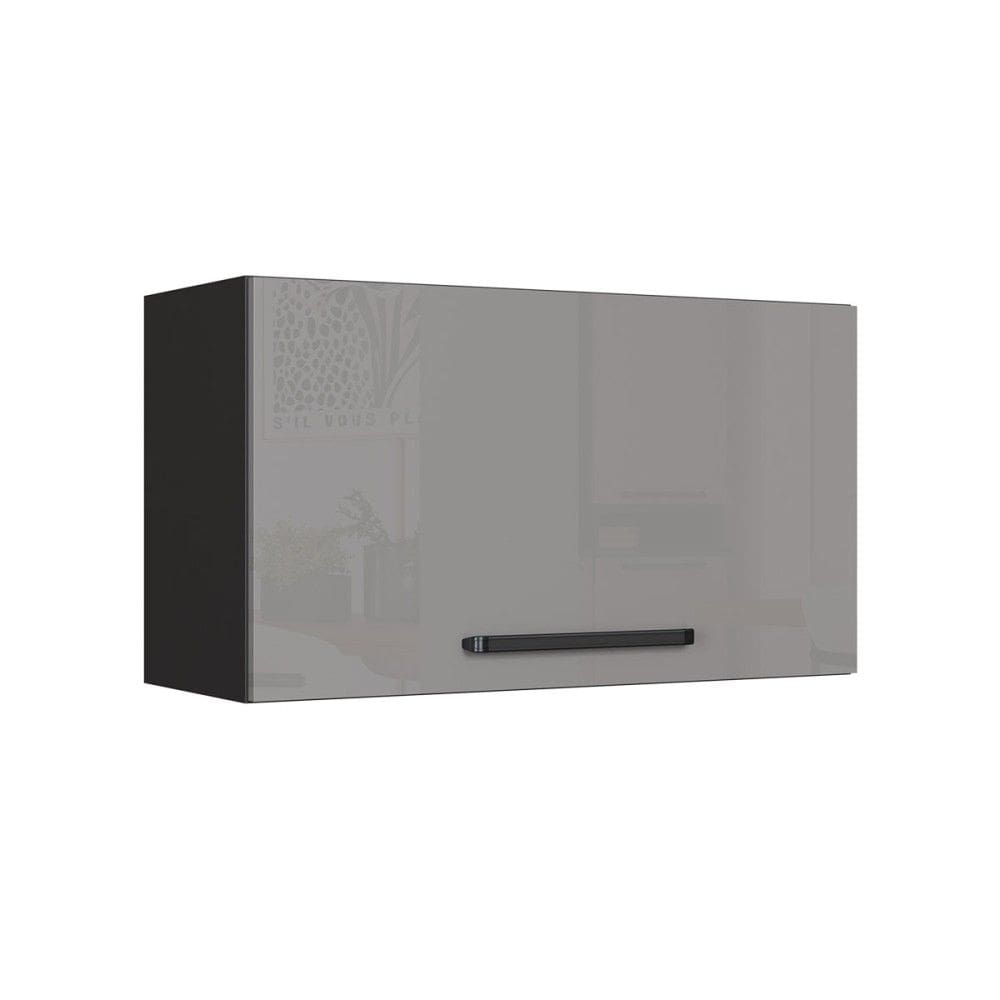 Armário Aéreo Cozinha 80 Cm Diamante 1 Porta Cinza/Titanio - Indékes