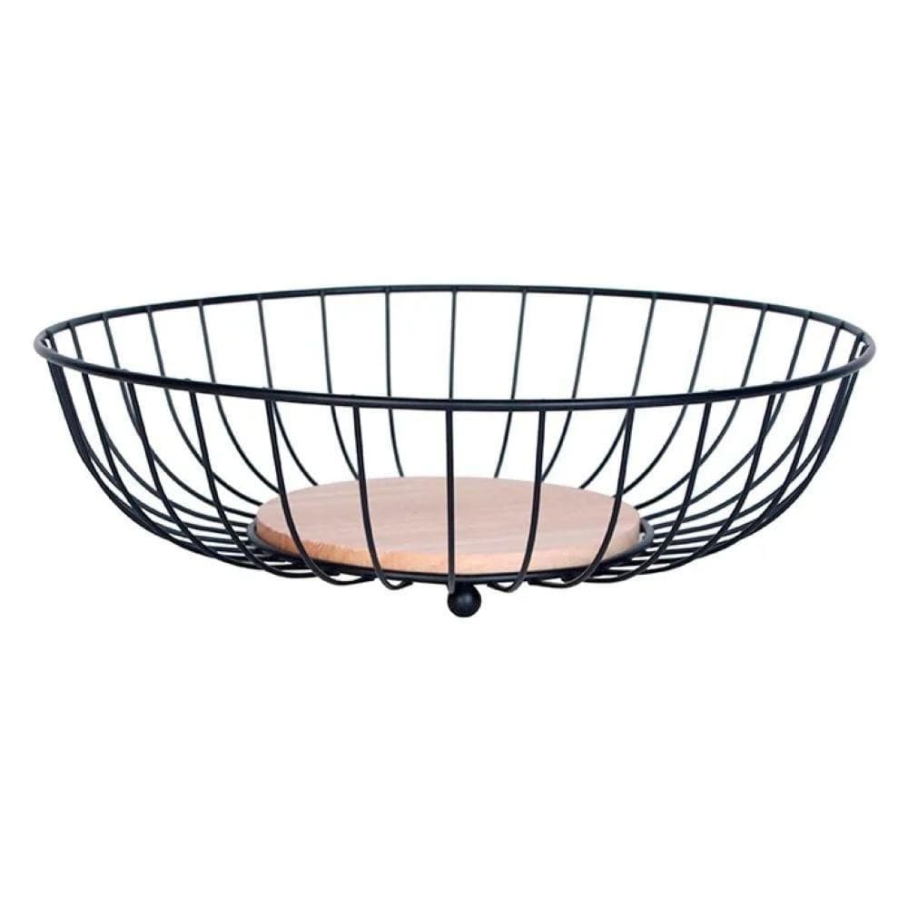 Fruteira de Mesa Aramada Redonda Base Madeira - Art House