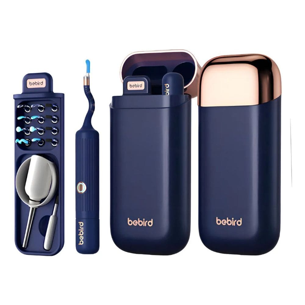 Aparelho Otoscópio Bebird 135R Com Pinça Robótca Para Limpeza De Ouvido, Azul