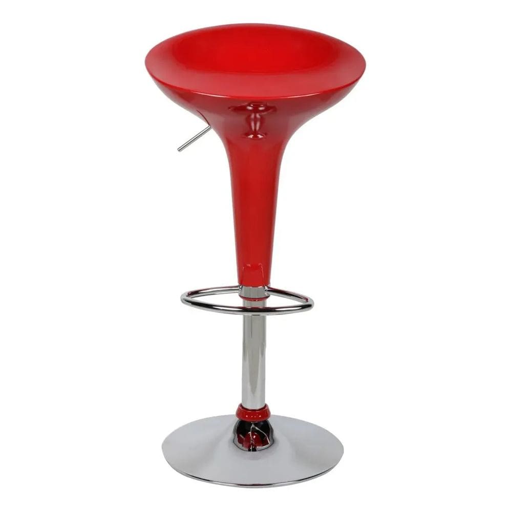 Banqueta Bar Collor Vermelha Brilhante Base Aco Vermelha
