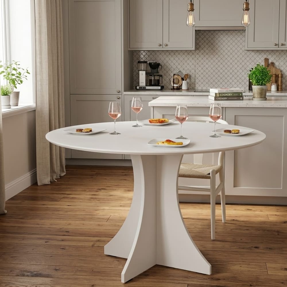 Mesa Redonda Elisa Base X Design Sofisticado Off White