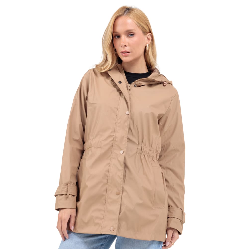 Jaqueta Parka Ultraleve Capuz Ajustável Botão Zipper