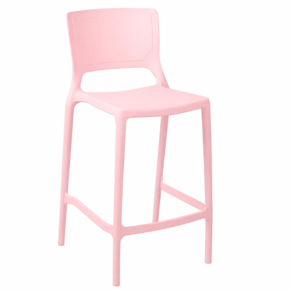 Banqueta Alta Cozinha Rosa Bebê Empilhável Urano em Polipropileno Acrilys