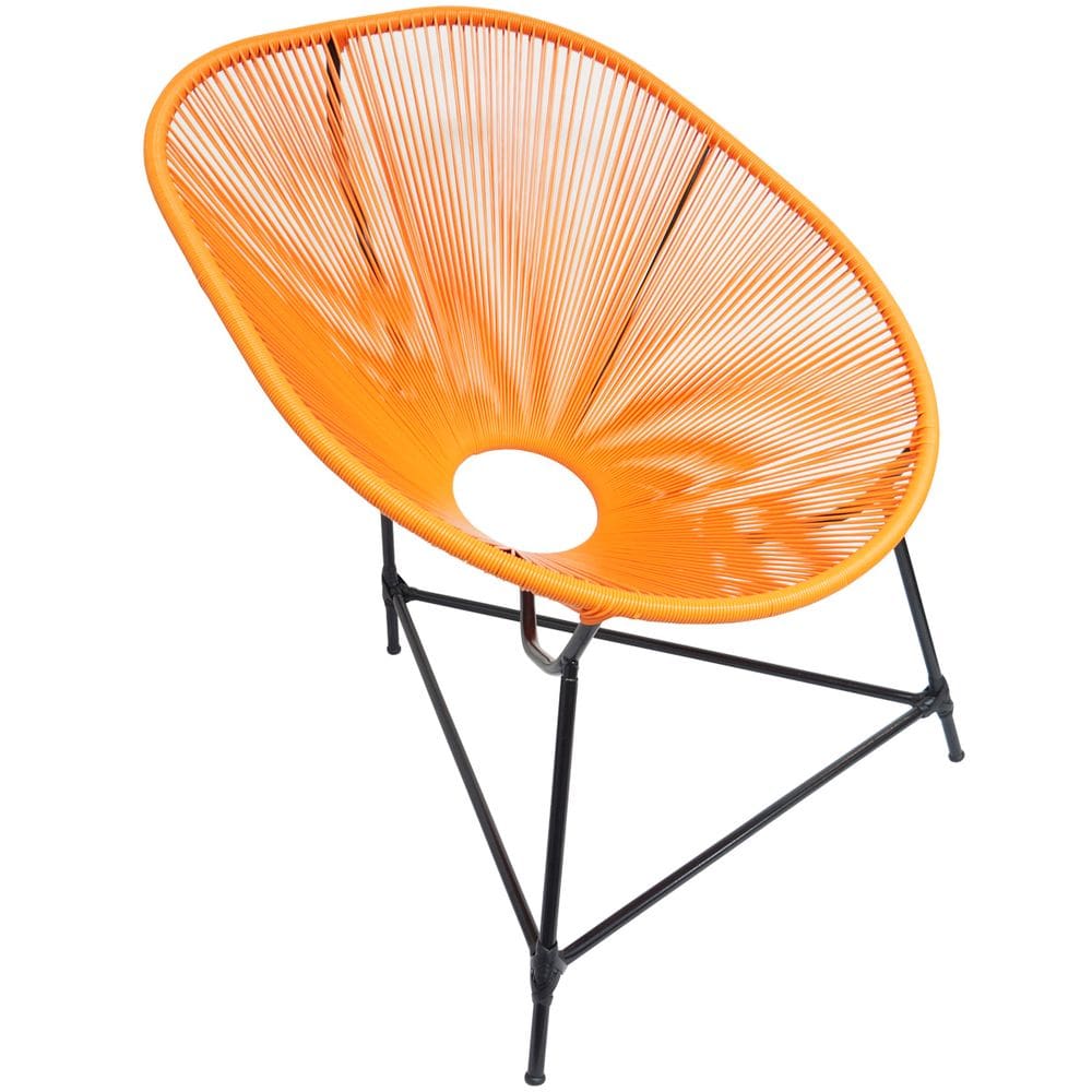 Cadeira Acapulco Poltrona Aço Fibra Sintética Junco Casa Varanda Jardim Laranja Agp Ilumini