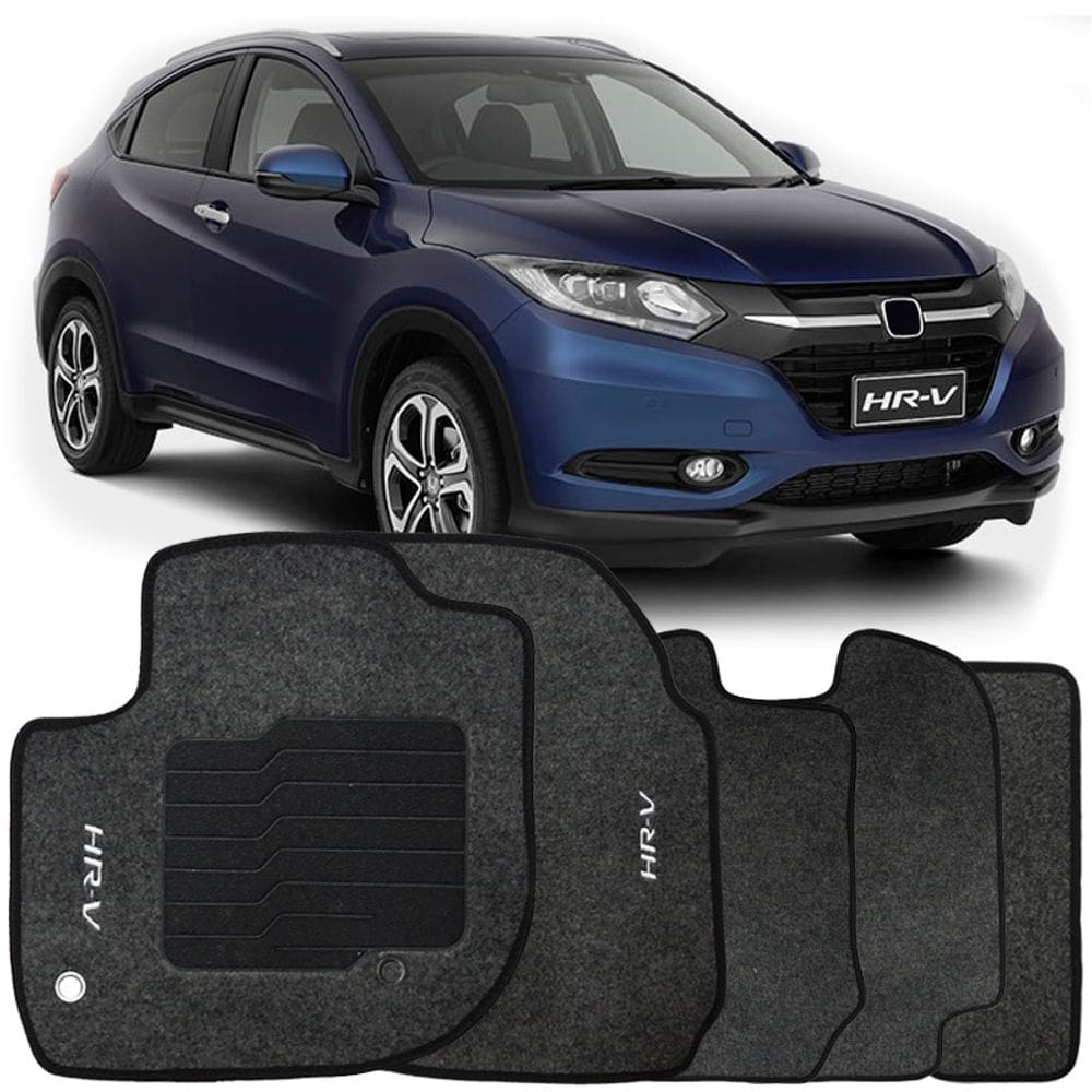 Tapete Carpete Hrv 2015 à 2018 Grafite Logo Bordado Jogo 5 Peças Personalizado Automotivo