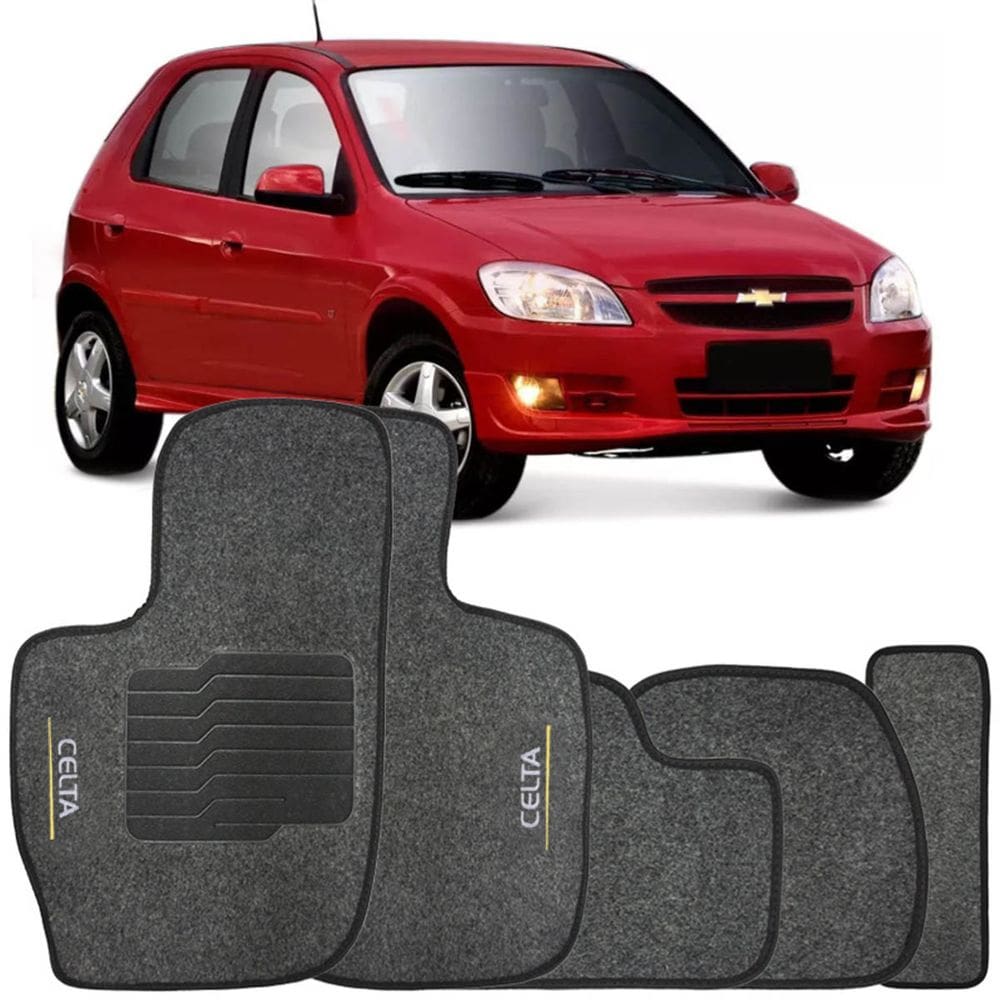 Tapete Carpete Celta 2002 à 2018 Grafite Logo Bordado Jogo 5 Peças Personalizado Automotivo
