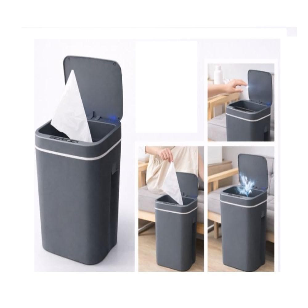 Lixeira Automática 12L com Sensor Infravermelho Tampa Inteligente Cinza para Cozinha Banheiro