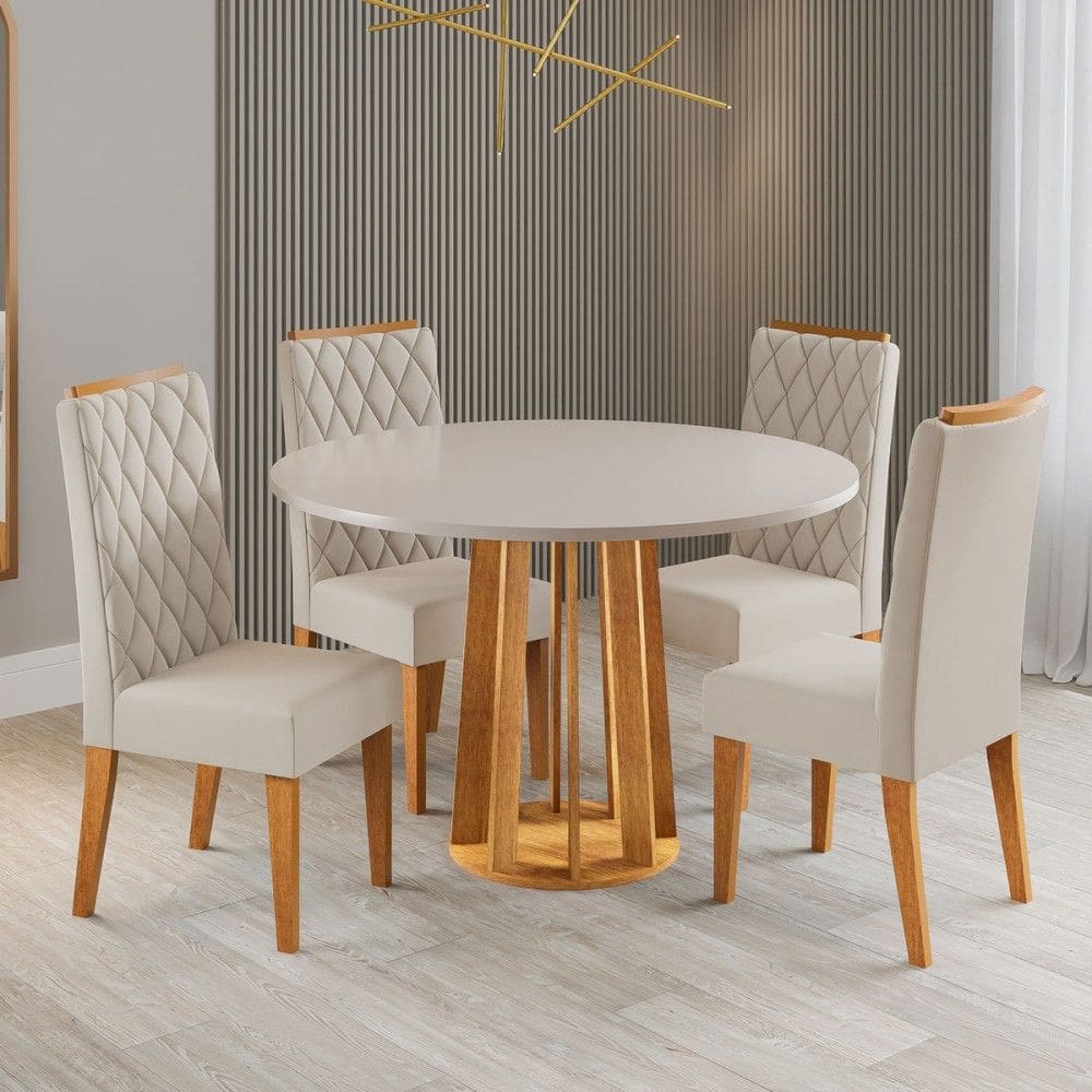 Mesa de Jantar 4 Lugares Valerina Marrom/ Blonde/Pastel - Viero Móveis