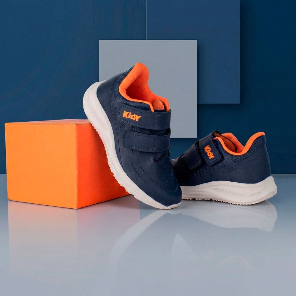 Tenis Kidy Super Conforto Respitec Marinho/Laranja
