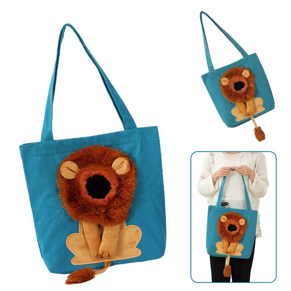 Bolsa Transporte Gato Cachorro Pet Animal Estimacao Estampa Leao Bag de Ombro Passeio Caminhada Viagem Ventilada