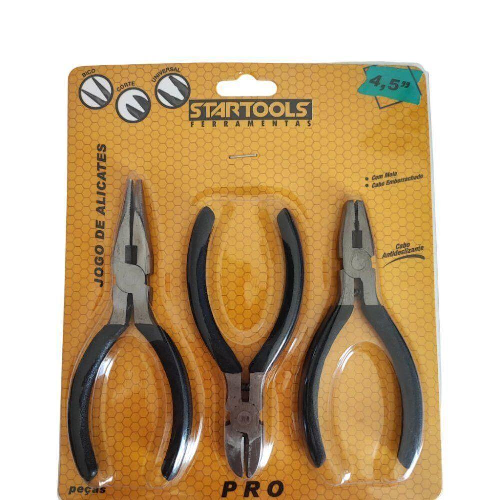 Jogo 3 Mini Alicates 4,5`` - Preta