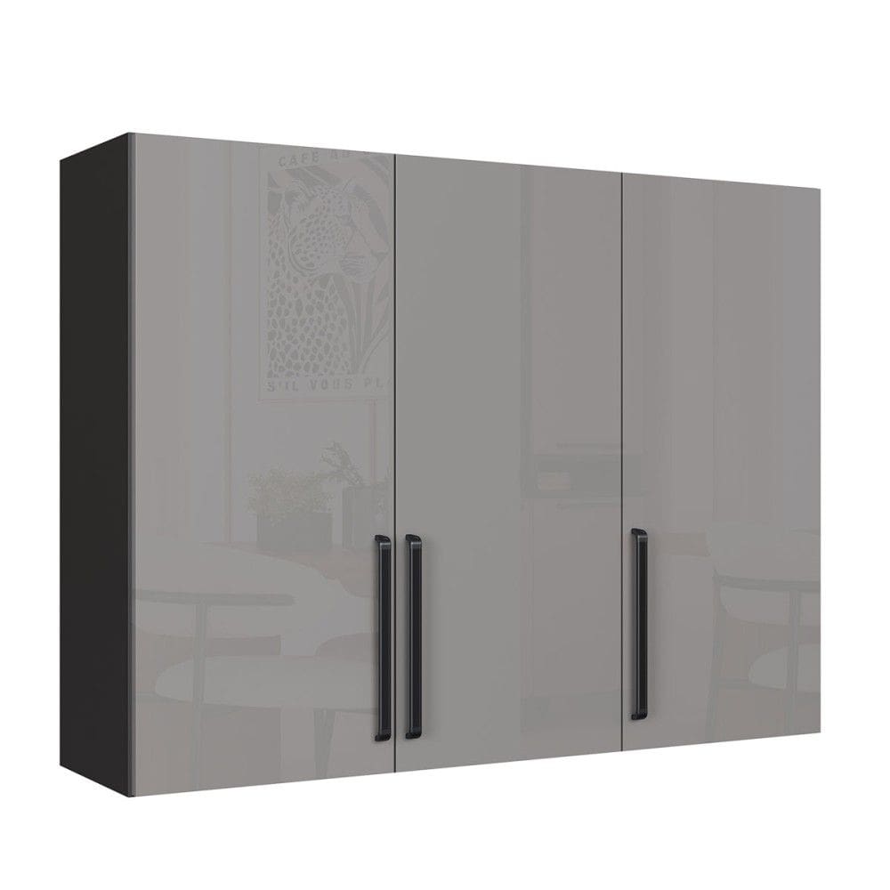 Armário Aéreo Cozinha 120 Cm Diamante 3 Portas Cinza/Titanio - Indékes