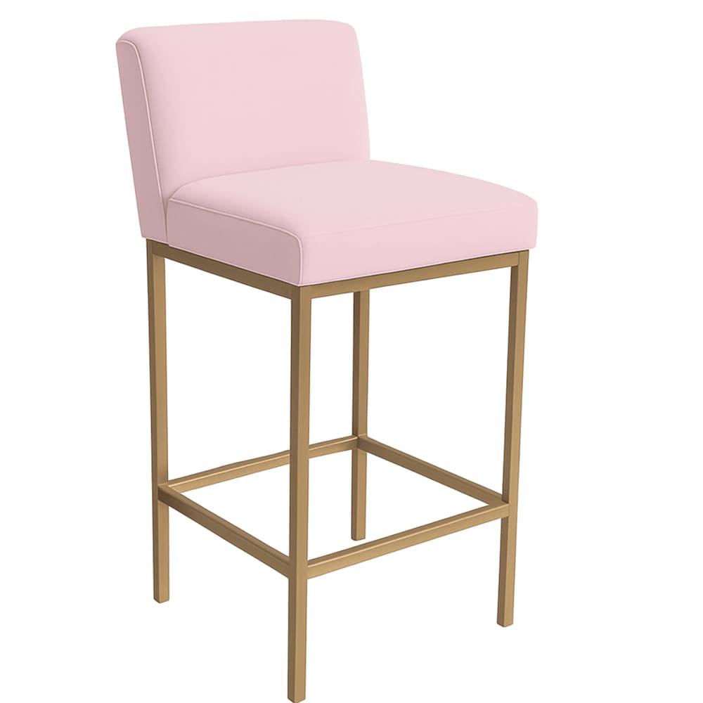 Banqueta Viena Alta Estofada em Veludo com Base de Metal Rosa Bb Liberty Móveis