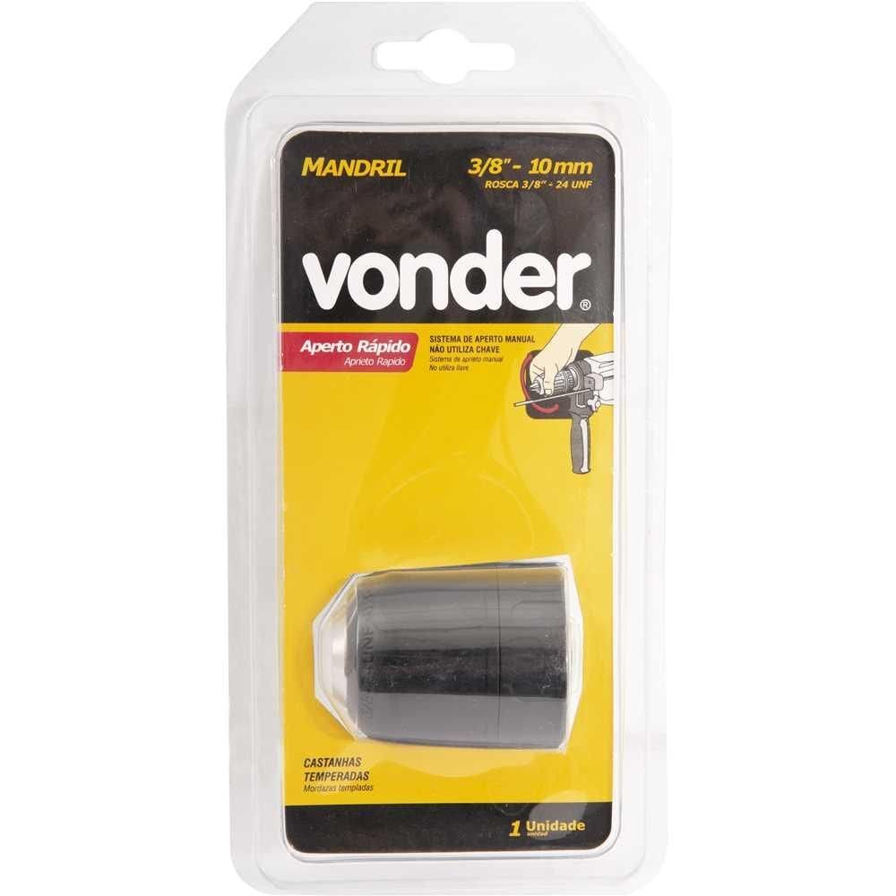Mandril 10mm Manual de Aperto Rápido 0,8 mm a 10mm 3/8”” x 24 Fios - Vonder 6670210380