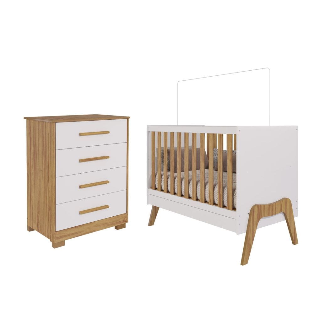 Quarto Bebê Completo Guti com Berço e Cômoda Peroba 100% MDF