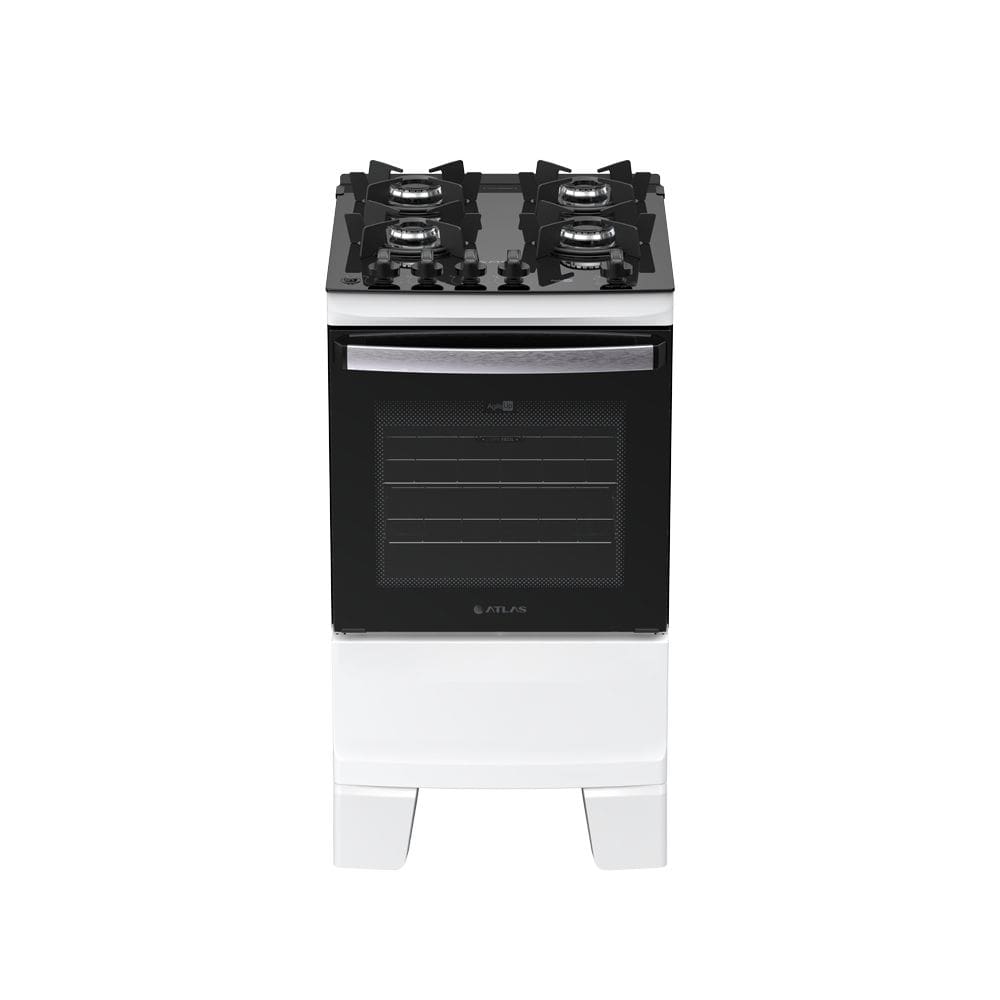 Fogão 4 bocas Atlas Agile Up Glass Automático Mesa de vidro Branco