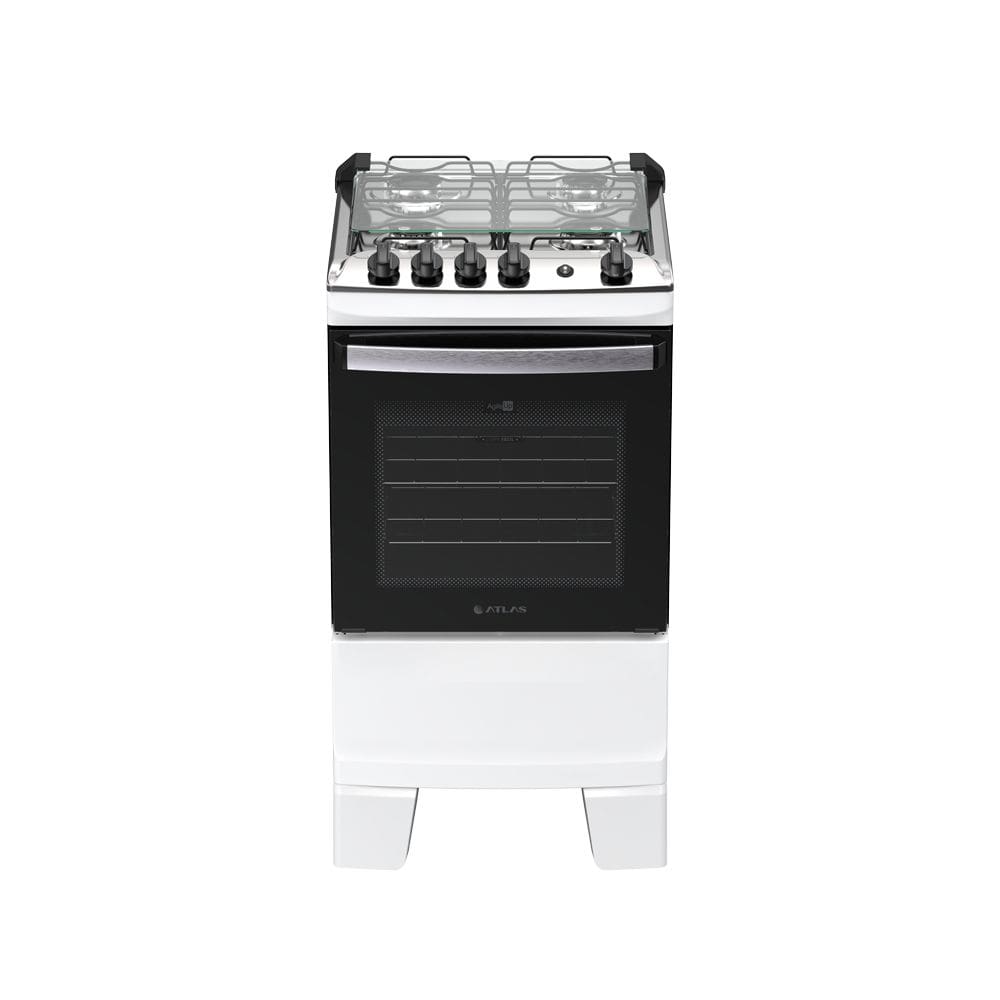 Fogão 4 bocas Atlas Agile Up Automático Mesa Inox Branco