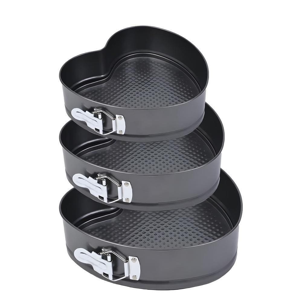 Kit Conjunto 3 Forma Coracao Bolo Torta Assadeira Fundo Falso