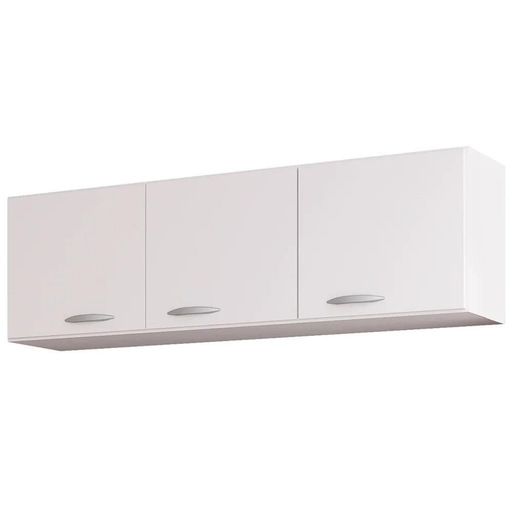 Armário Aéreo De Cozinha 120cm 3 Portas Classic Branco - Poquema