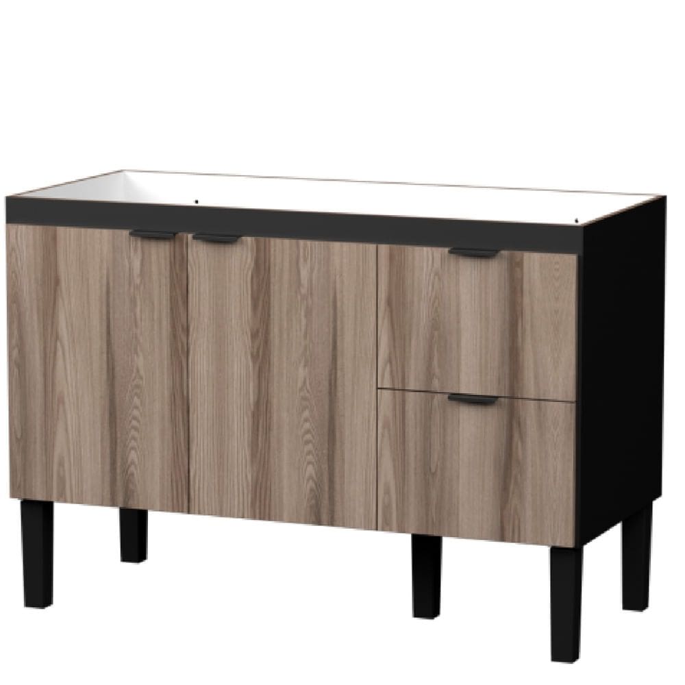 Gabinete em Madeira Colibri Preto com Detalhes de Tamarindo para Pias de 1,20 Metro com 2 Portas e 2 Gavetas - P101144 - COZIMAX