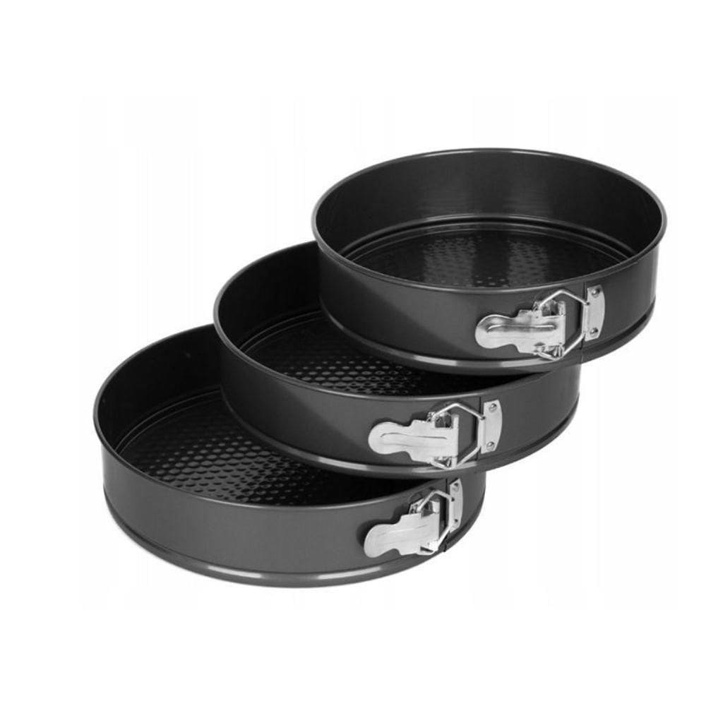 Kit Jogo 3 Forma Assadeira Redonda Bolo Fundo Removivel