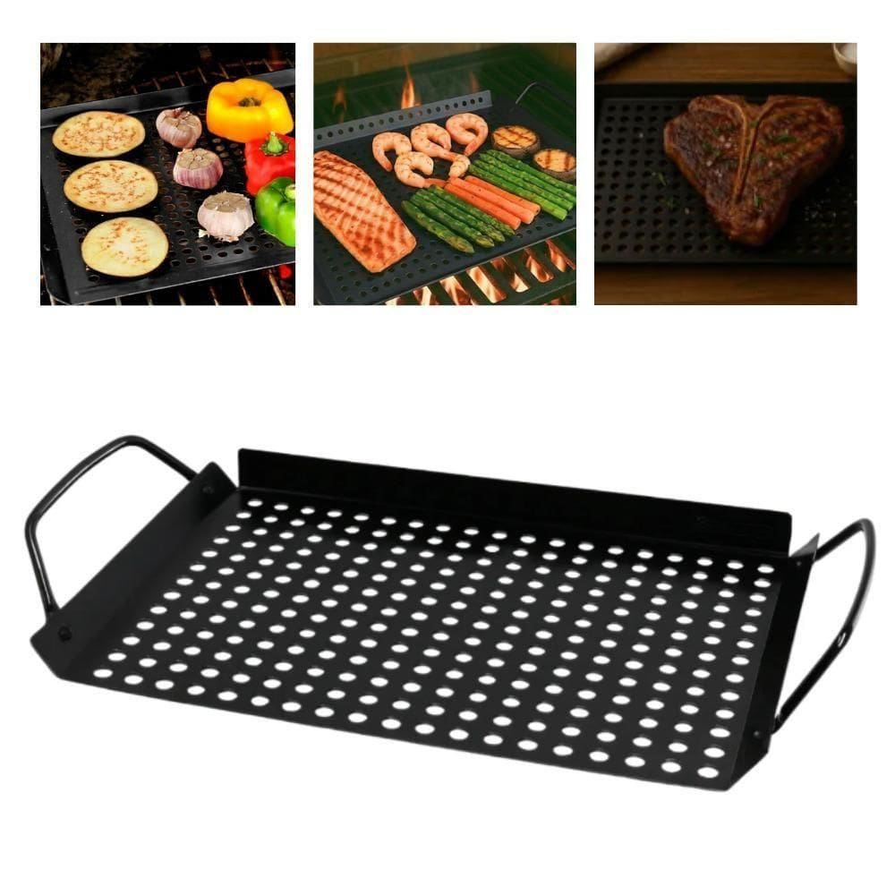 Chapa Assadeira Grill Para Churrasco Panela Wok Alça Preta