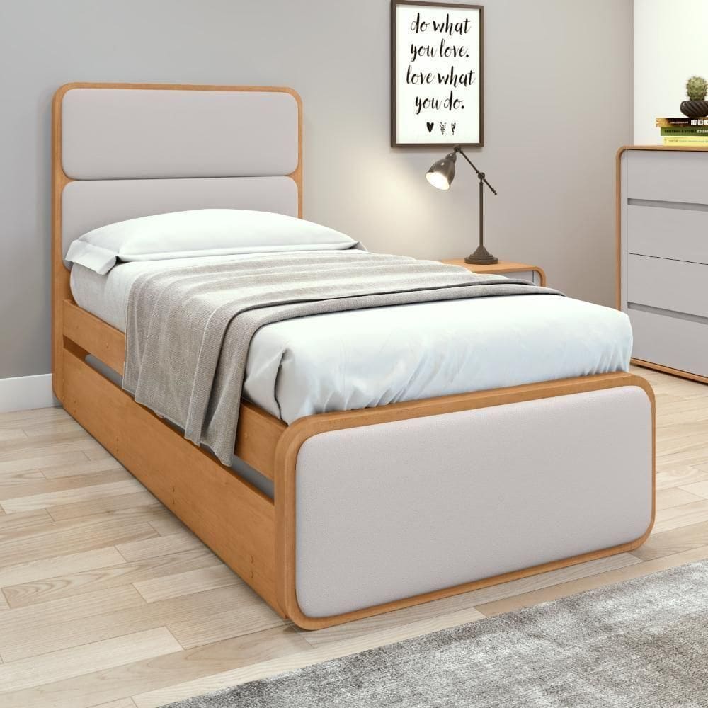 Cama Solteiro Easy Like Com Cama Auxiliar Tec Corano Bege/amêndoa Clean