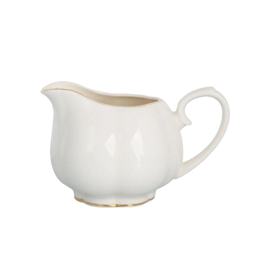 Leiteira Camélia Branco em Porcelana New Bone China com Borda Dourada L`Hermitage