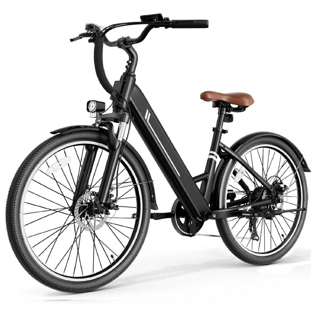 Bicicleta Elétrica Jasion YC1 ST Preto Puro 1400W Motor Brushless Bateria Interna Removível 360Wh Pneus 66cm 7 Marchas Suspensão Dianteira
