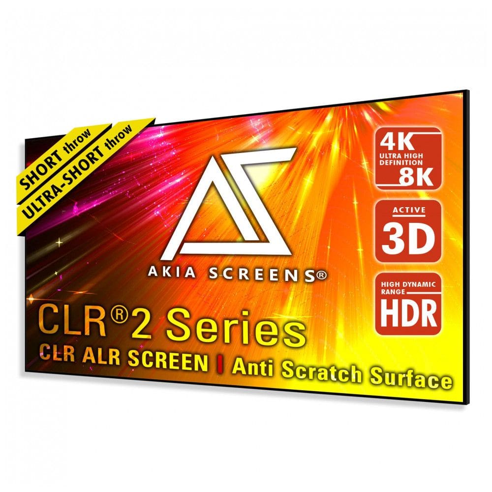 Tela de projeção fixa ALR 123” Akia Screens cinza 16:9 CLR2 4K 8K 3D para projetor curto e ultracurto