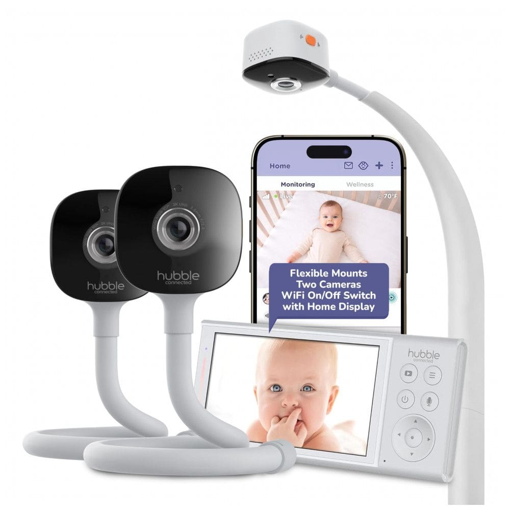 Babá Eletrônica Hubble 2 Câmeras 2K HD Tela 5” Detecção IA Rosto Virada Choro Prático