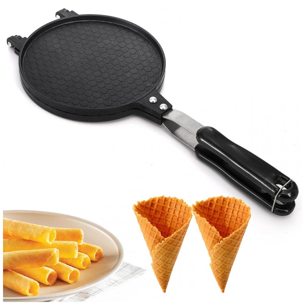 Dicunoy Máquina de Casquinha de Sorvete Antiaderente - Panela 17cm para Crepes, Omeletes e Choco Tacos para Fogões a Gás