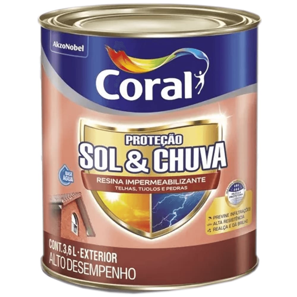 Resina Impermeabilizante de Proteção Contra Sol e Chuva Cerâmica Telha 3,6 Litros - CORAL