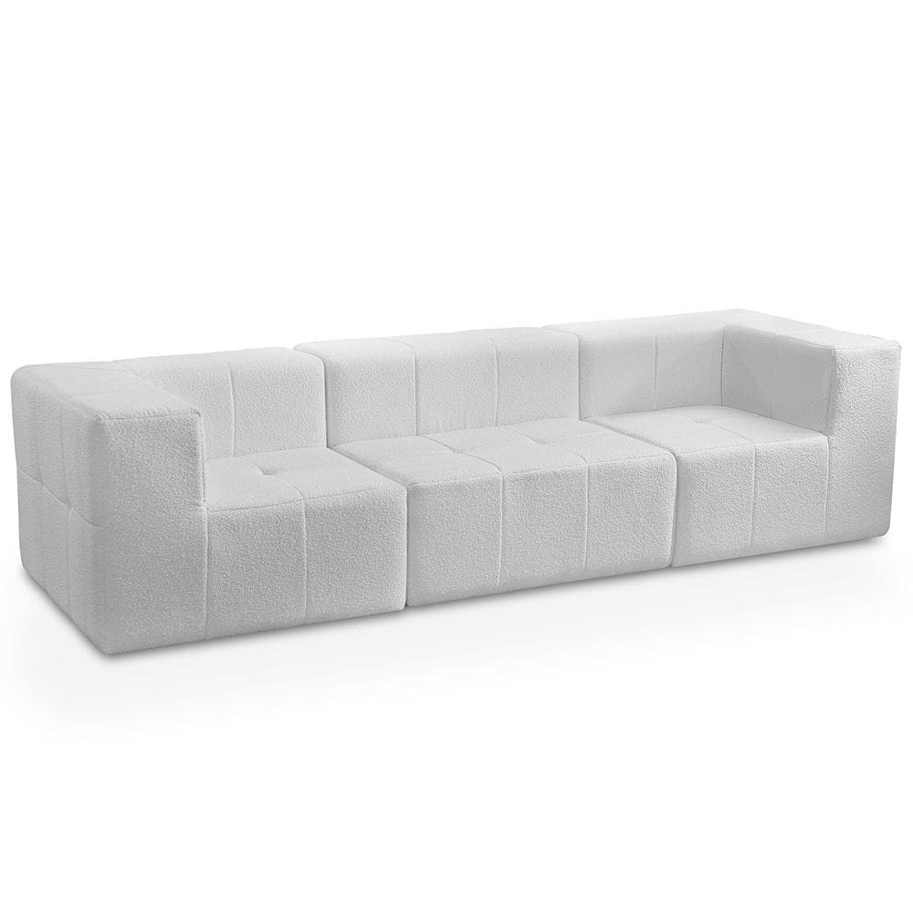 Sofá 3 Lugares Para Sala Living Modular 264cm Lancaster F04 Bouclê Branco - Lyam Decor