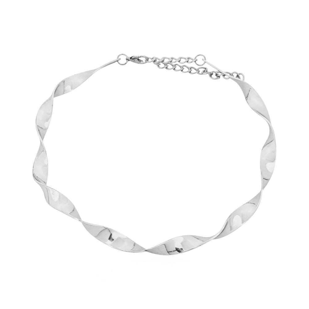 Choker Feminino Folheado a Prata  Aro Torcido Prata