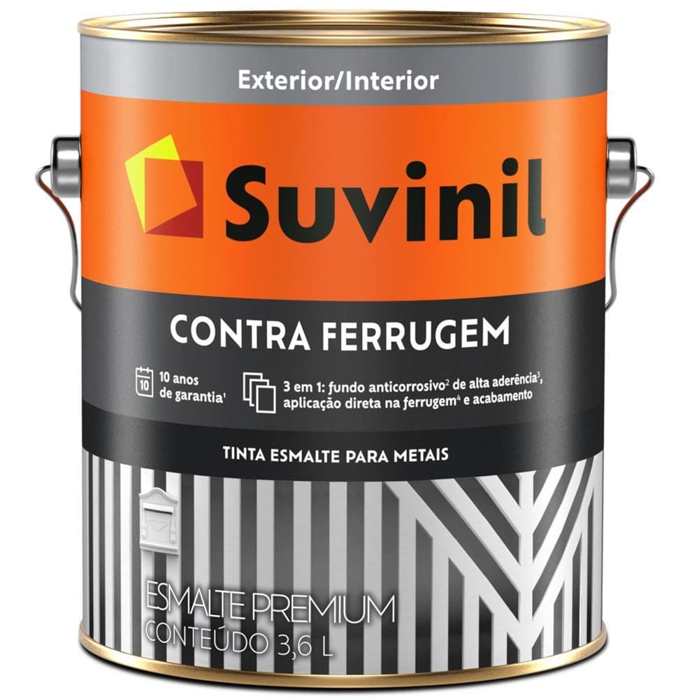 Tinta Esmalte Brilhante Contra Ferrugem 3,6 Litros Preto - 50581399 - SUVINIL