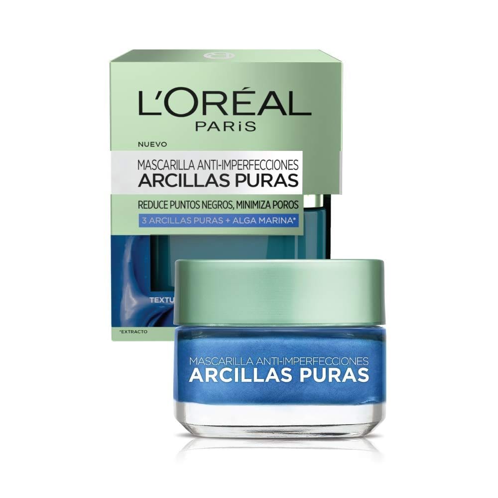 Máscara facial L`Oreal Paris Pure-Clay com algas marinhas 50mL para vermelhidão