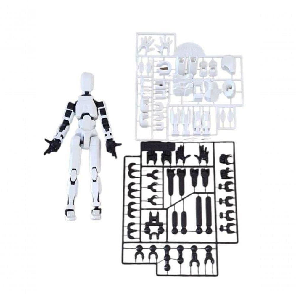 Miniatura Boneco Desmontado Dummy 14 Cm Articulado 3d Branco/preto